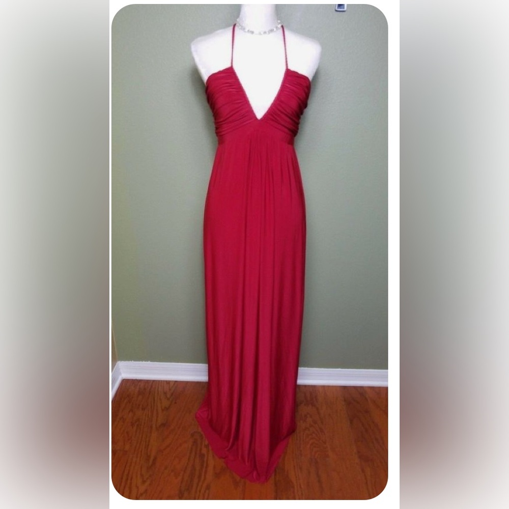 Elegant Red Grecian Maxi Dress Misa Los Angeles L